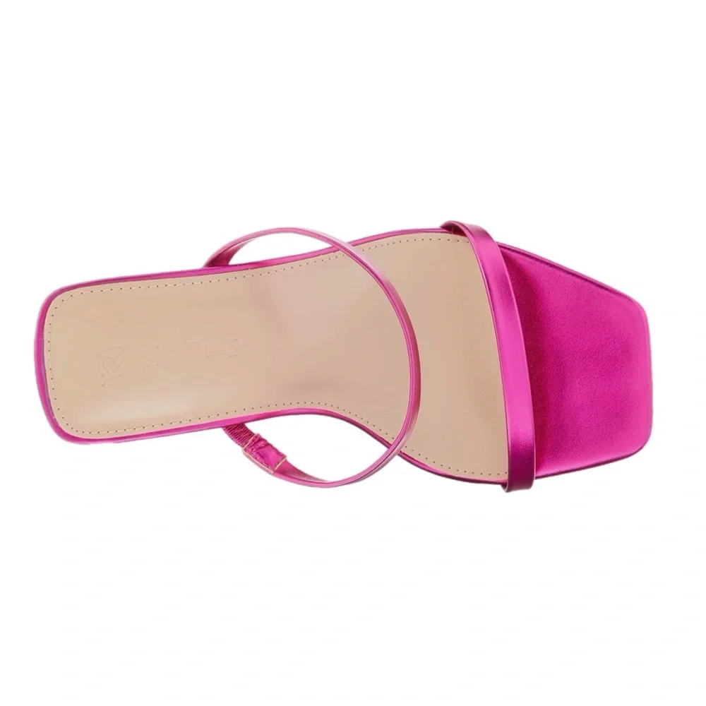 NWT Women’s The Drop Pink Metallic Two Strap 3” Heel Block Sandals